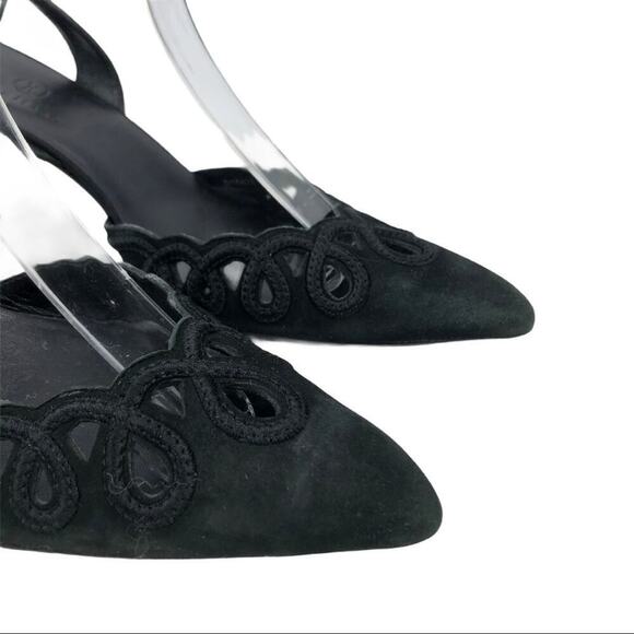 Cole Haan Black Suede Leather Sing Back Heels 8 - Picture 10 of 16